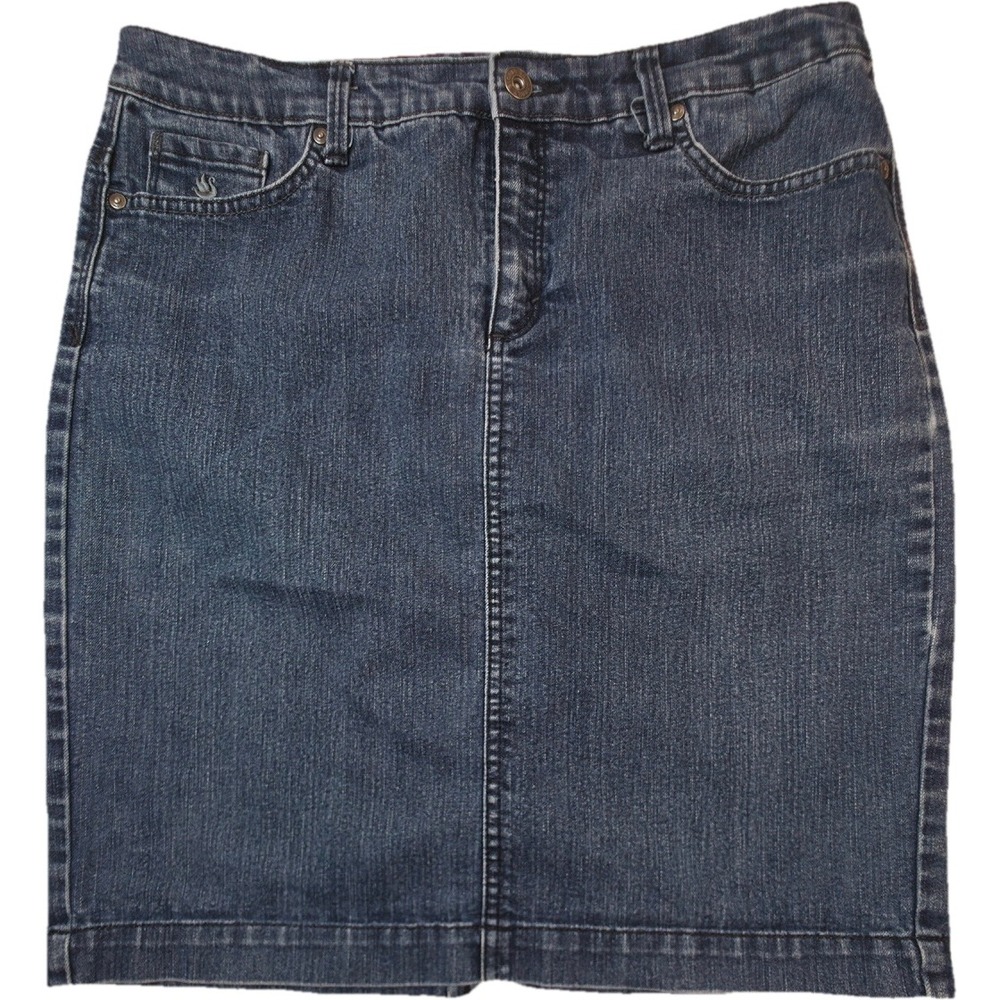 Gloria Vanderbilt Denim Skirt Women 10 Blue Amanda Rhinestone Excellent